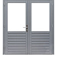 Hardhouten dubbele 1-ruits glasdeur Prestige met dubbelglas 202x221cm grijs gegrond
