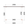 Aanbouwveranda Ancona 3750x3300x2600mm (bxdxh)