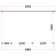 Aanbouwveranda Ancona 5950x3900x2600mm (bxdxh) links