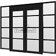 Steel Look raam 2760x2200mm zwart module C-04 met dubbele openslaande deuren