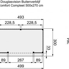 Douglasvision buitenverblijf Comfort 500x270cm, basis kleurloos geimpregneerd, wanden zwart geimpre