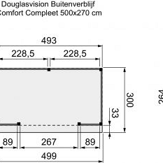 Douglasvision buitenverblijf Comfort 600x270cm, basis kleurloos geimpregneerd, wanden zwart geimpre