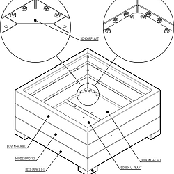 Bloembak Modulair Antraciet (RAL7016) fijnstructuur 120x120x28cm