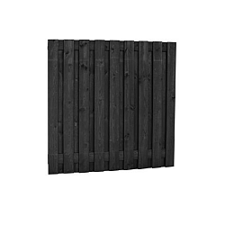 Grenen geschaafd plankenscherm 19-planks 15mm 180x180cm zwart gedompeld