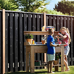 Naaldhout geschaafd plankenscherm 19-planks 15mm 180x180cm geïmpregneerd en zwart gedompeld