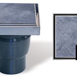 ACO Vloerput Stone kunststof 200x200 incl stankslot, zijuitlaat 110mm