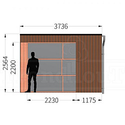 Buitenverblijf Capri 4250x3750x2550mm (bxdxh) model links alleen constructie