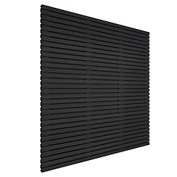 Grenen geschaafd latten scherm, recht horizontaal/verticaal, 180x180x5cm zwart gespoten