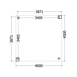 Buitenverblijf Verona model links 4000x4000x2500mm (bxdxh)