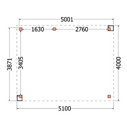Buitenverblijf Verona model links 5100x4000x2500mm (bxdxh)