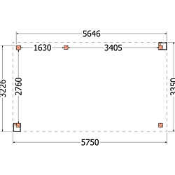 Buitenverblijf Verona model links 5750x3350x2500mm (bxdxh)