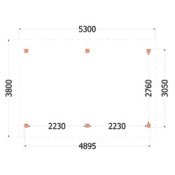 Buitenverblijf Zadeldak XL 5300x3800x3950mm (bxdxh)