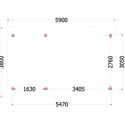 Buitenverblijf Zadeldak XL 5900x3800x3950mm (bxdxh)