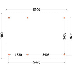 Buitenverblijf Zadeldak XL 5900x4400x4250mm (bxdxh)