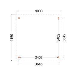 Buitenverblijf Zadeldak Betula 4000x4150x3350mm (bxdxh)