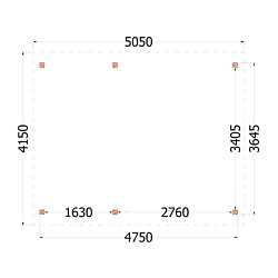 Buitenverblijf Zadeldak Betula 5050x4150x3350mm (bxdxh)