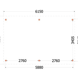 Buitenverblijf Zadeldak Betula 6150x4150x3350mm (bxdxh)