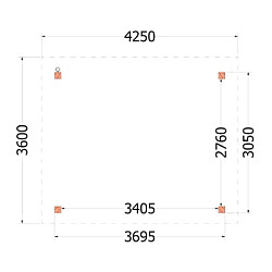 Buitenverblijf Florence 4250x3600x2600mm (bxdxh)