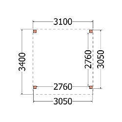 Buitenverblijf Refter XL 3100x3400x2600mm (bxdxh)