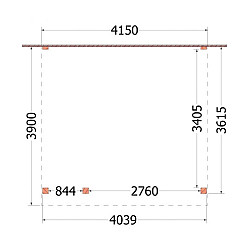 Aanbouwveranda Ancona 4150x3900x2600mm (bxdxh) links