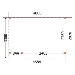 Aanbouwveranda Ancona 4800x3300x2600mm (bxdxh) links