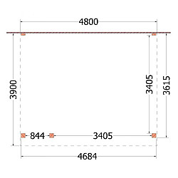 Aanbouwveranda Ancona 4800x3900x2600mm (bxdxh) links