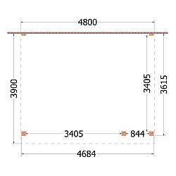 Aanbouwveranda Ancona 4800x3900x2600mm (bxdxh) rechts