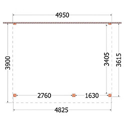 Aanbouwveranda Ancona 4950x3900x2600mm (bxdxh) rechts