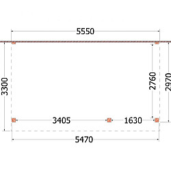 Aanbouwveranda Ancona 5550x3300x2600mm (bxdxh) rechts