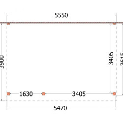 Aanbouwveranda Ancona 5550x3900x2600mm (bxdxh) links