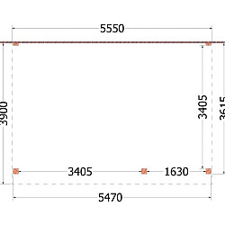 Aanbouwveranda Ancona 5550x3900x2600mm (bxdxh) rechts