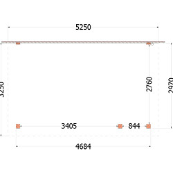 Aanbouwveranda Lucca 5250x3250x2600mm (bxdxh) rechts