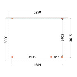 Aanbouwveranda Lucca 5250x3900x2600mm (bxdxh) rechts