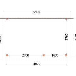 Aanbouwveranda Lucca 5400x3250x2600mm (bxdxh) rechts