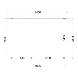 Aanbouwveranda Lucca 5400x3900x2600mm (bxdxh) links