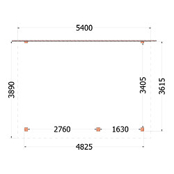 Aanbouwveranda Lucca 5400x3900x2600mm (bxdxh) rechts