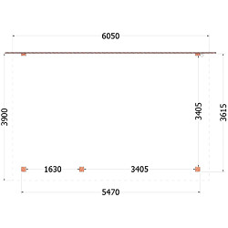 Aanbouwveranda Lucca 6050x3900x2600mm (bxdxh) links