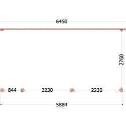 Aanbouwveranda Lucca 6450x3250x2600mm (bxdxh) links