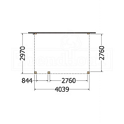 Aanbouwveranda Modena 4050x3000x2700mm (bxdxh) links
