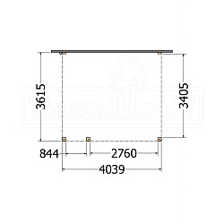 Aanbouwveranda Modena 4050x3650x2700mm (bxdxh) links