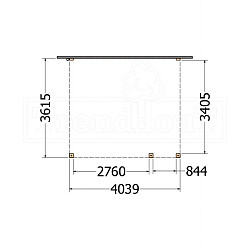 Aanbouwveranda Modena 4050x3650x2700mm (bxdxh) rechts