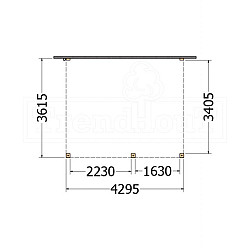 Aanbouwveranda Modena 4300x3650x2700mm (bxdxh) rechts