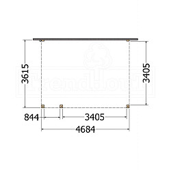 Aanbouwveranda Modena 4700x3650x2700mm (bxdxh) links