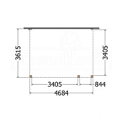 Aanbouwveranda Modena 4700x3650x2700mm (bxdxh) rechts