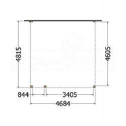 Aanbouwveranda Modena 4700x4850x2700mm (bxdxh) links
