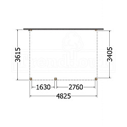 Aanbouwveranda Modena 4850x3650x2700mm (bxdxh) links