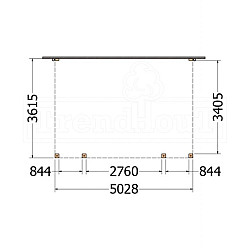Aanbouwveranda Modena 5050x3650x2700mm (bxdxh)