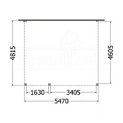 Aanbouwveranda Modena 5500x4850x2700mm (bxdxh) links