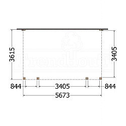 Aanbouwveranda Modena 5700x3650x2700mm (bxdxh)