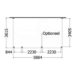 Aanbouwveranda Modena 5900x3650x2700mm (bxdxh) links
